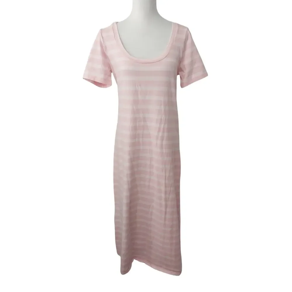 NWOT! J. CREW! TWO TONED PINK STRIPED 100% FINE KNIT COTTON SHIRT DRESS! SZ M